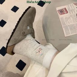 Set 5 Đôi Tất Nữ Thu Đông Tiểu Thư Hạt Tiêu Cổ Cao Phủ Lông Thỏ Dễ Thương 9