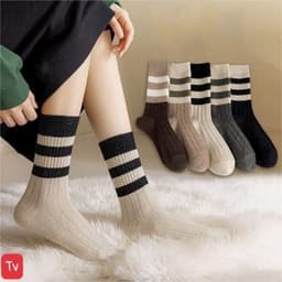 Tất Nữ - Set 10 Đôi Tất nữ Cổ Cao Kiểu Dáng 3 Sọc Ngang Thấm Hút Mồ Hôi Thoáng Mát 2