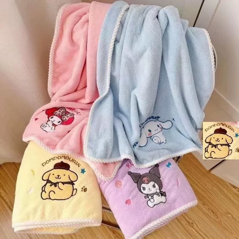 Bộ Khăn Tắm và Khăn Mặt Thỏ Cinnamoroll Dễ Thương, Siêu Hút Nước, Họa Tiết xᶖnh Xắn, êm ái tuyệt vời!
