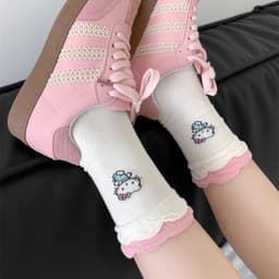 Combo 10 Đôi Tất Trắng Hình Mèo Kitty – Ngọt Ngào, Dễ Thương 2
