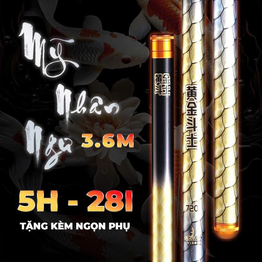 Cần Câu Đài Mỹ Nhân Ngư Hoàng Kim Tông 5H 28i Siêu Nhẹ Chuyên Câu Rô Phi Cá Chép Tặng Ngọn Phụ Zin