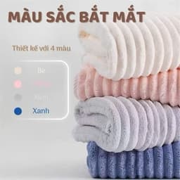 Khăn Tắm Kèm Khăn Trùm Đầu Siêu Thấm Hút Nước loại lớn 70x140cm Chất Liệu Cotton Cao Cấp 3