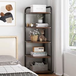 Kệ gỗ - giá gỗ khung sắt góc tường 3-4-5 tầng. Giá sách gỗ góc tường decor khung sắt sơn tĩnh điện cao cấp 1