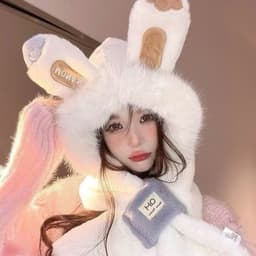 Mũ lông cừu nữ ''' Tai Thỏ'''🍀FREESHIP🍀 Nón len trùm đầu mùa đông kèm khăn quàng cổ giữ ấm thời trang 8
