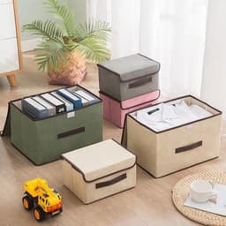 Combo 2 Hộp vải đựnġ quần áo có nắp 2 size thùng vải đựnġ đồ có nắp đa năng để đồ cá nhân gấp gọn tiện lợi 5