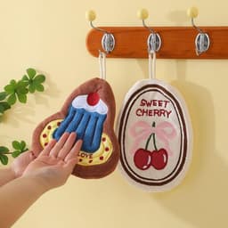 Khăn lau tay vải nhung hình bánh ngọt và cherry dễ thương mềm mịn, thấm hút nhanh VINBEO 9