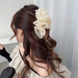 Kẹp Tóc Nhựa Voan Lụa Tiểu Thư Chấm Bi Xinh Xắn Cho Các Nàng 3