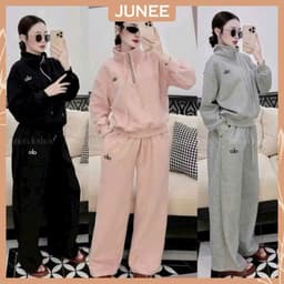Bộ nữ chất 2DA dày, có khoá cổ nỉ form rộng-chữ alo hàng loại 11111 siêu xinh 1