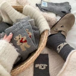 Combo 10 Đôi Tất Cổ Cao Gấu Xám Giáng Sinh – Tất Nam Nữ Cotton Ấm Áp, Họa Tiết Noel Dễ Thương 3