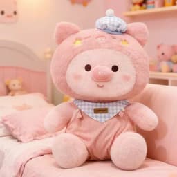 Gấu Bông Hình Heo Hồng Đeo Yếm Xanh – Thú Bông Siêu Cute, Quà Tặng Bé Gái nhà MIU GẤU XINH 8