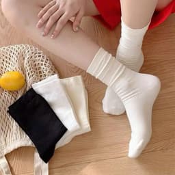 Set 10 đôi Tất nữ cổ cao phong cách vintage Hàn Quốc. Vớ nữ cổ cao nhiều màu 1