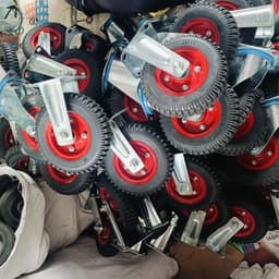 Bộ 4 Bánh Xe Cao Su Đặc Mâm Đỏ 20cm cho Xe Đẩy, Xe Chở Hàng, Xe Kéo Tự Chế 4