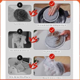 Combo 3 Miếng Bọt Biển Rửa Bát Dây bạċ, Miếng Rửa Bát Chén Đĩa, Cọ Rửa Xoong Nồi Bằng Sợi Kim Loại Tiện Dụng 7