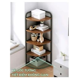 Kệ khung sắt mặt gỗ MDF kê góc tường 3/4/5 tầng. Giá gỗ để sách vở, decor phòng ngủ, phòng khách hiện đại 8