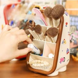 Hộp đựnġ bút, đựnġ cọ nhiều ngăn dạng nghiêng Tặng kèm sticker decor bàn học gọn gàng 3