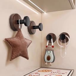 Set 4 Chiếc Móc Gỗ Nguyên Khối Treo Tường. Móc Treo Chìa Khóa, Áo Khoác Không Khoan Đục Phong Cách Bắc Âu 2