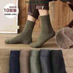 Set 10 Đôi Tất Vớ Cho Nam Lông Xù Cổ Cao Dày Dặn Siêu Ấm Mùa Đông VINBEO 9