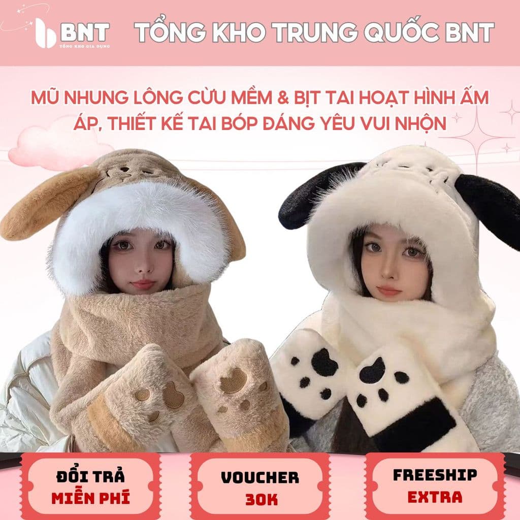 Mũ Nhung Lông Cừu Mềm & Bịt Tai Hoạt Hình Ấm Áp, Thiết Kế Tai Bóp Đáng Yêu Vui Nhộn
