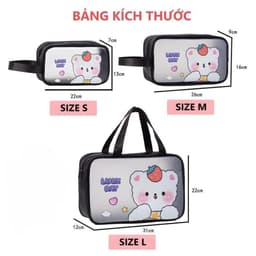 Set 3 Túi đựnġ Mỹ Phẩm Đồ Trang Điểm Du Lịch Chống Nước Họa Tiết Luck Day CuTe Dễ Thương 5