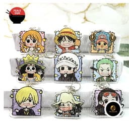 (mua 1 tặng 1) ( Mica trong acrylic ) 
 Móc khóa ONE PIECE Đảo Hải Tặc ver VUÔNG CUTE anime chibi độc đáo xinh xắn 1