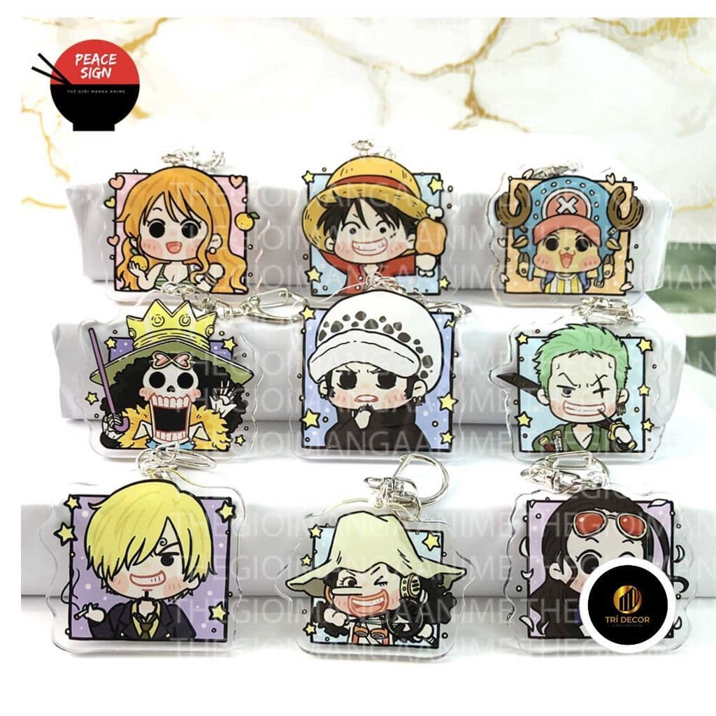 (mua 1 tặng 1) ( Mica trong acrylic ) 
 Móc khóa ONE PIECE Đảo Hải Tặc ver VUÔNG CUTE anime chibi độc đáo xinh xắn
