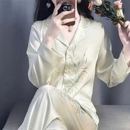 [ HÀNG HOT - ĐẲNG CẤP THỜI TRANG ] Đồ Bộ Nữ Pijama Bộ Lụa latin Tay Dài cổ sơ mi bigsize (60-80kg) 6