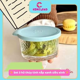 Set 3 hũ thủy tinh đựnġ thức ăn nắp xanh siêu xᶖnh<abin></abin> 2