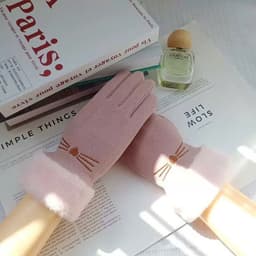Găng Tay Con Mèo Cotton Lót Lông Cừu Dày Dặn Giữ Ấm Mùa Đông Chống Lạnh Dễ Thương Có Thể Chạm Màn Hình Cảm Ứng 7
