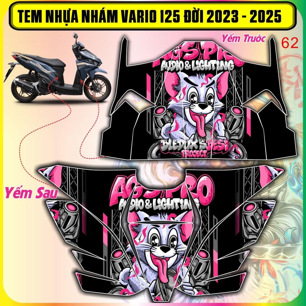 Tem nhựa nhám vario 125 Đời 2023 Đến 2025 Mẫu Mới Độc Lạ Đẹp Decal 3lớp