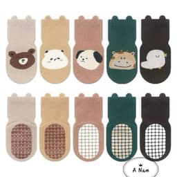 Combo 5/10 Đôi Tất Tập Đi, Vớ Chống Trơn Trượt Có Cao Su Bé Trai Gái Từ 0-36 Tháng Tuổi 2