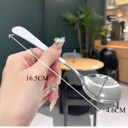 Sét 5 Muỗng bằng innox 304 không gỉ phong cách Hàn Quốc. Thìa tròn cán dẹp nhiều màu loang kícḣ thước 16.5cm 9
