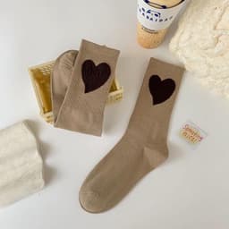 Set 6 Tất Vớ Gân Trái Tim🍀FREESHIP🍀Tất nữ cổ cao vớ nữ cổ cao vải cotton co dãn tốt VINBEO 5