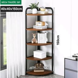 Kệ gỗ góc tường 3-4-5 tầng khung sắt lắp ghép, giá gỗ kê góc tường khung sắt sơn tĩnh điện chắc chắn 2