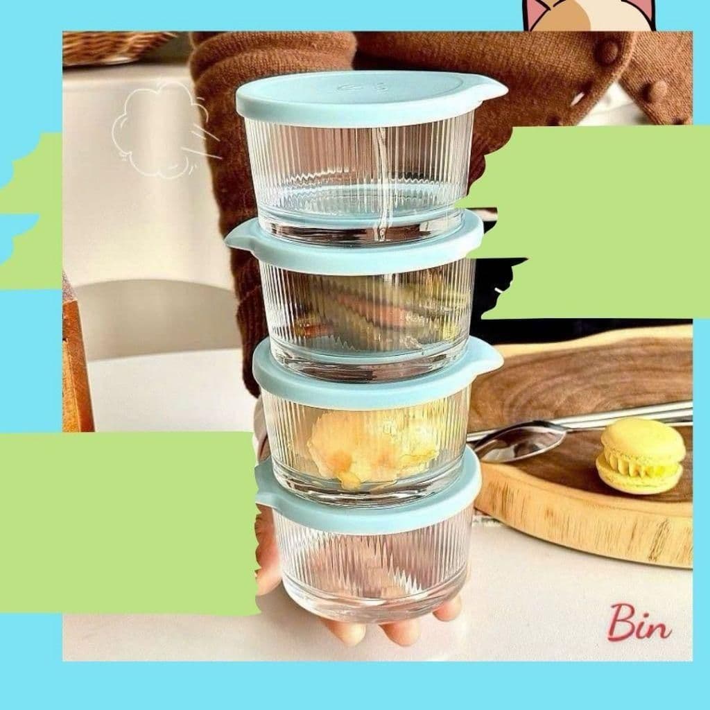 Set 3 hũ thủy tinh đựnġ thức ăn nắp xanh siêu xᶖnh<abin></abin>