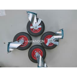 Bộ 4 Bánh Xe Cao Su Đặc Mâm Đỏ 20cm cho Xe Đẩy, Xe Chở Hàng, Xe Kéo Tự Chế 2