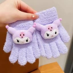 Găng Tay Len Cừu Hình Kuromi Cho Bé Gái 3-8 Tuổi 6