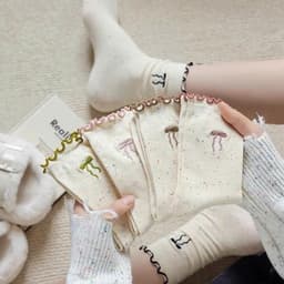 Sét 10 Đôi Tất Nữ Ren Nơ Chấm Sợi Tất Cotton Nguyên Chất Nhật Bản Dễ Thương 8
