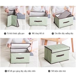 Combo 2 Hộp vải đựnġ quần áo có nắp 2 size thùng vải đựnġ đồ có nắp đa năng để đồ cá nhân gấp gọn tiện lợi 9