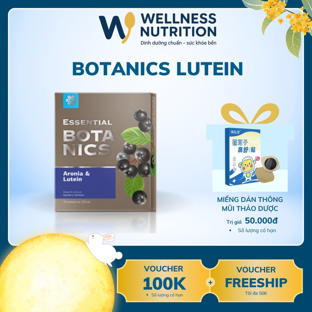 [Hỗ trợ mắt] Thực phẩm bảo vệ sức khỏe Essential Botanics Aronia & Lutein – 30 viên