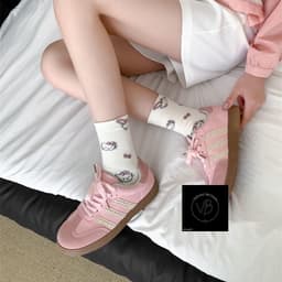 Set 5 Đôi Tất/ Vớ Hoạ Tiết Mèo Hello Kitty Hồng Cổ Cao Phong Cách Hàn Co Giãn Dễ Thương VINBEO 5