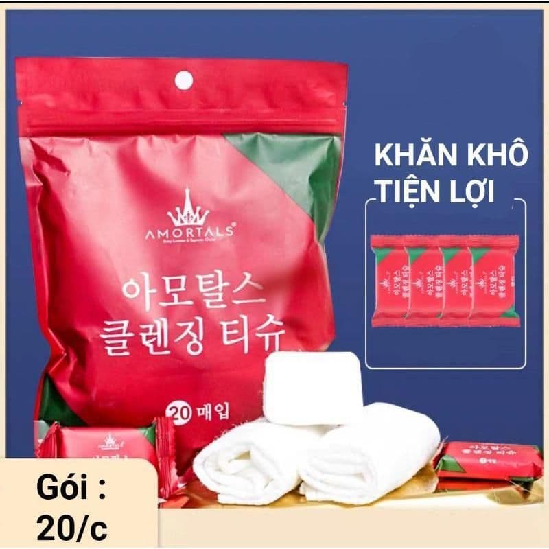 khăn nén khăn khô sợi bông tự nhiên hàn quốc