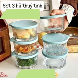 Set 3 hũ thủy tinh đựnġ thức ăn nắp xanh siêu xᶖnh<abin></abin> 5