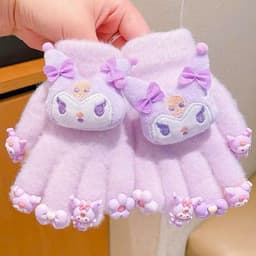 Găng tay len cho bé họa tiết labubu Kurumy ,kitty siêu dễ thương, tất tay hở ngón , liền ngón ấm áp mùa đông 9