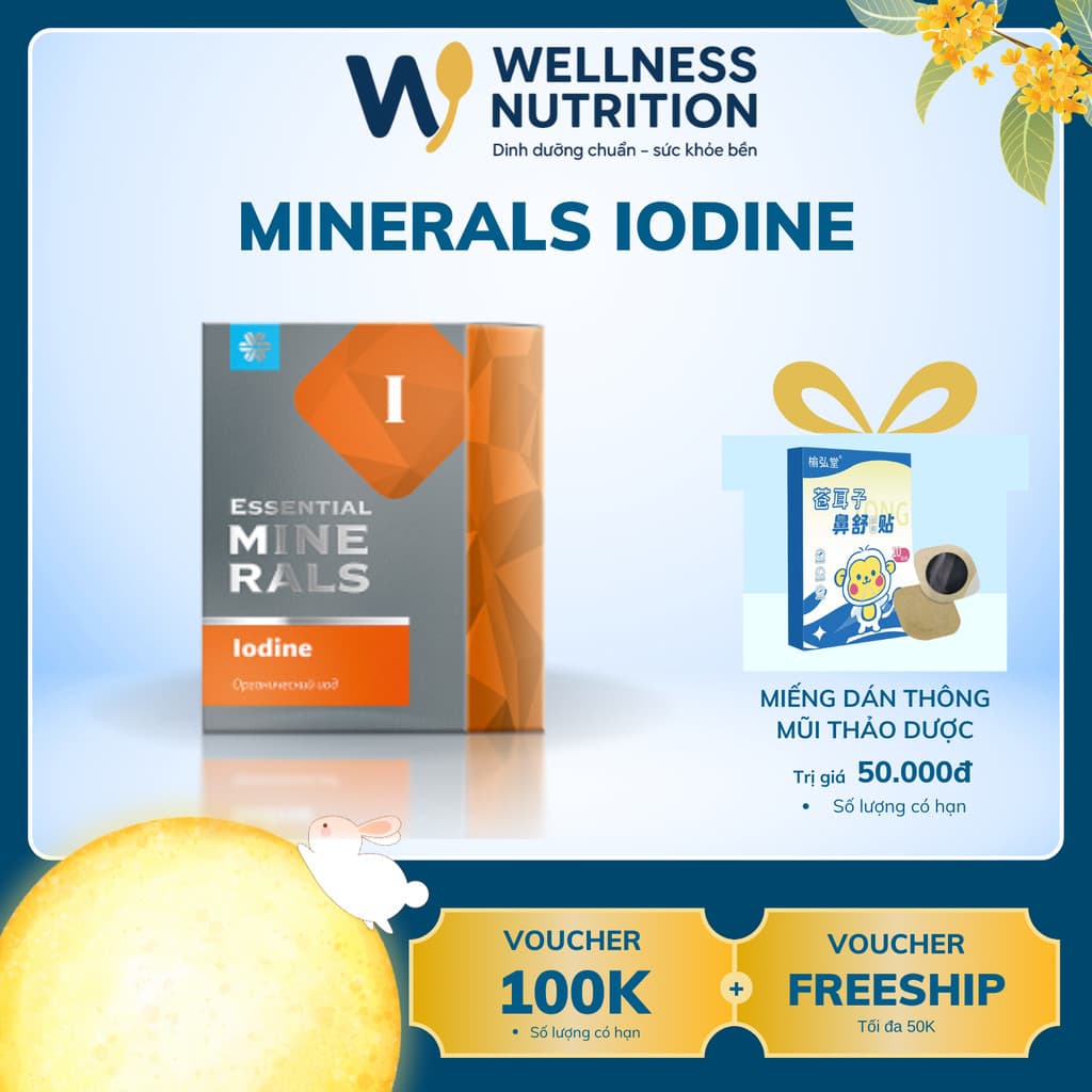 [ Bổ sung I ốt tăng đề kháng ] Thực phẩm bảo vệ sức khỏe Essential Minerals Iodine 60 viên/lọ