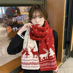 Khăn Quàng Cổ Len Dệt Kim PAMPER Họa Tiết Ô Trám Vintage Hàn Quốc Giữ Ấm Mùa Đông Dày Dặn Cao Cấp 3