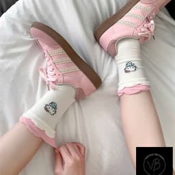 Set 5 Đôi Tất/ Vớ Hoạ Tiết Mèo Hello Kitty Hồng Cổ Cao Phong Cách Hàn Co Giãn Dễ Thương VINBEO 4