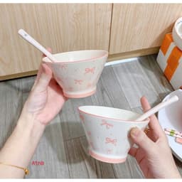 Set Bát Sứ ( 2 Bát + 2 Thìa ) Cao Cấp Kèm Hộp Đóng Xốp Nhiều Mẫu Dễ Thương Cho Gia Đình 7