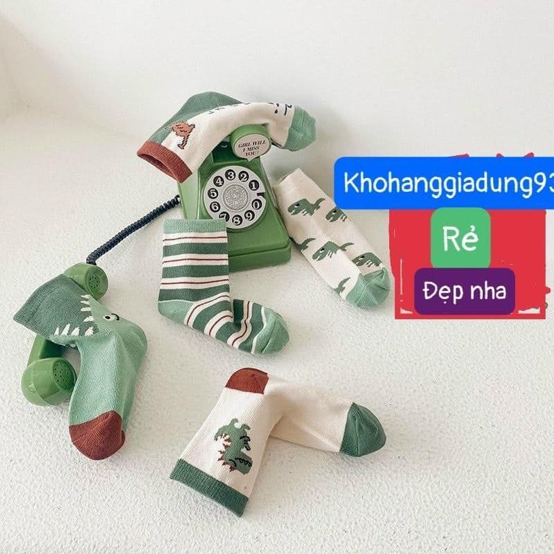 Set 5 đôi tất thêu hình khủng long dày dặn cho Bé trai,Bé gái🍀FREESHIP🍀Vớ,Tất Hình Thú Cho Bé Yêu VINBEO
