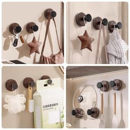 Set 4 Chiếc Móc Gỗ Nguyên Khối Treo Tường. Móc Treo Chìa Khóa, Áo Khoác Không Khoan Đục Phong Cách Bắc Âu 1