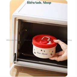 Hộp đựnġ Cơm Giữ Nhiệt, Hộp Cơm Văn Phòng Lõi inox Cherry, An Toàn Cho Mẹ Bầu & Bé Quay Lò Vi Sóng Nắp Chống Tràn 5